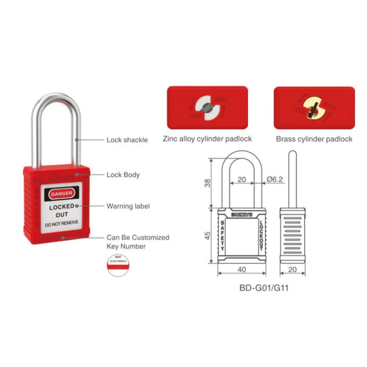 Cadenas de sécurité industrielle 76 mm ACIER INOXYDABLE – Image 9